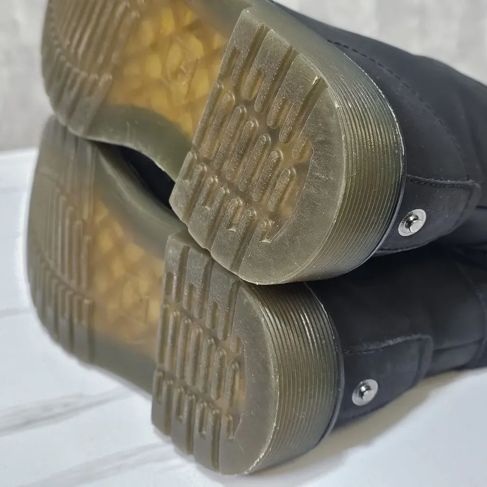 Dr Martens Aimilita Black Sherpa Lined 6 Eyelet Combat Boots Docs Youth UK2‎ US3